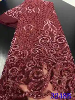 Käsitöö-aafrika pits kangas 2020 kvaliteetne pits prantsuse võrgusilma riidest beaded kivid nigeeria pits kangast kleit YA3248B-1