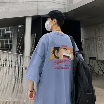 Must Hip-Hop Luffy Tshirt Streetwear Mehed Naised Jaapani Lahe Punk Ülepaisutatud T-Särk Meestele, Suvel Poole Varruka Ühes Tükis T-Särk