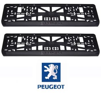 Peugeot numbrimärk raamid, plastikust, komplekt: 2 kaadrit, 4 Chrome isekeermestavad