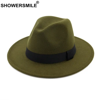 SHOWERSMILE Sügav Roheline Sealiha Pirukas Müts Müts Fedora Villane Sügis-Talve Mütsid Naistele Mehi Briti Syle Lai Nokk Panama Kork