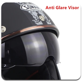 SOMAAN Kasko Moto Avatud Nägu Vintage Mootorrataste Helmet for Roller Kiivri Visiir Pool Nägu Chopper Cascos Meeste Retro Vespa Capacete