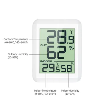 Wireless Mini Digitaalne LCD Termomeeter Hygrometer Siseruumides Väljas, °C/°F Temperatuuri-Niiskuse Monitor Näidik Termo-Hygrometer