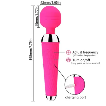 10 Speed AV Magic Wand Vibraator Sex Mänguasjad Naise Kliitor USB Laetav Naissoost Masturbatsioon Massager Suur Pea Magic Wand