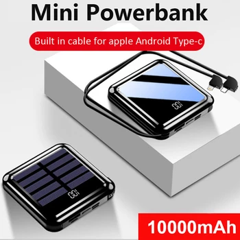 10000mAh Mini Solar Power Bank Kaasaskantav kiirlaadija Täis Peegel LED-Ekraan Powerbank Välise Aku Poverbank Telefoni