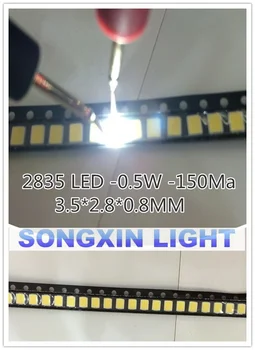 1000PCS 2835 LED 0,5 W Valge SMD/SMT PLCC-2 2835 Valge 150Ma 50-65lm 6000-6500K 2835 dioodid High Power LED Ultra Bright SMD LED