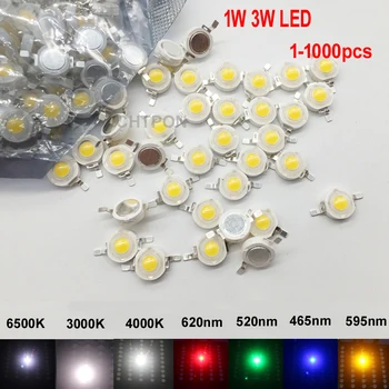100tk 1 W 3 W Suure Võimsusega LED-Valgus Talad 2.2 V-3,6 V SMD Chip LED Dioodid Valge / Soe Valge / Punane / Roheline / Sinine Lamp