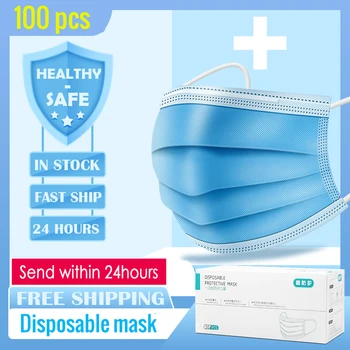 100tk 3 Kihti Ühekordselt Tolmu Suu Mask Anti-Pollution Kaitsva näomaskid Ohutuse Elastne Kõrva Aasa PM2.5 pehmed Näo Maskid
