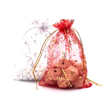 100tk/palju 6x8 9x13 13x18 CM, Väike Organza Candy Ehted Pakendi Kott Pulmad Dekoratsioon Jõulud Kingitus Kott Kotid hulgimüük