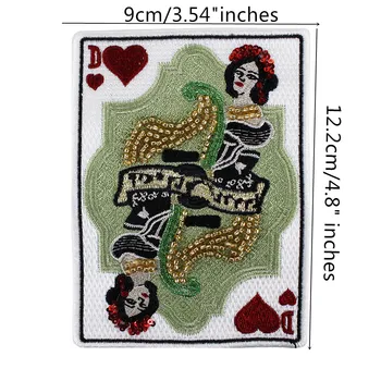 10sets peep varba kingad Beaded Poker Plaastrid mängukaardid Kuninganna Täht D Applique Embleemiga T-särk Kottide Õmblemine Tarvikud TH1035
