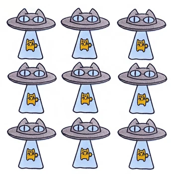 10TK Cartoon UFO Kass Tikitud Plaastrid Riided Raud Laigud Riided Triip Applique Hulgi-Armas Paik Riided