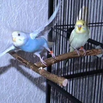 10tk Looduslikust Puidust Lindude Kiik Mänguasjad Papagoi Seista Rod Platvorm Redeli Puuri Decor M0XD