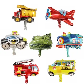 10tk Mini tuletõrjeauto Sünnipäevaks Foolium Õhupallid Pool Kaunistused Lapsed Baby Shower Poiss Globo Mänguasja Auto koolibuss Tank õhupall