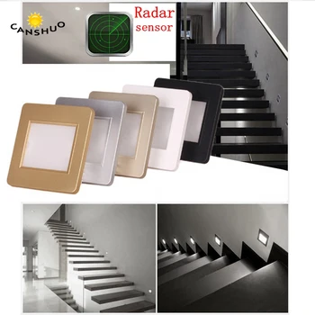 10tk/palju valgusanduri led trepp kerge liikumise inimese keha induktsiooni radari anduri süvistatavad samme redeli seina lamp valgus 86box