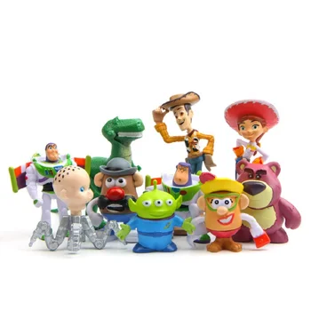 10tk/Set 3~8cm Disney Toy Story Woody Buzz Lightyear Jessie PVC Tegevus Joonis Mänguasjad, Nukud Lastele Kingitusi