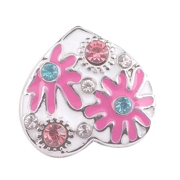 10tk Uus emadepäeva kingitus roosa Emailiga lill snap nuppu rhinestone ehted metallist Snap Nuppu Ehted 18mm naiste DIY ehted