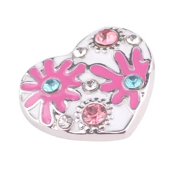 10tk Uus emadepäeva kingitus roosa Emailiga lill snap nuppu rhinestone ehted metallist Snap Nuppu Ehted 18mm naiste DIY ehted