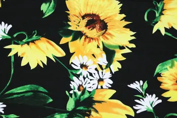 140cm Lai Mood Päevalill Puuvilla Kangas, Päevalille Chrysanthemum Trükitud Puuvillane Riie DIY Õmblemine Naiste Kleit Riided