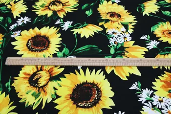 140cm Lai Mood Päevalill Puuvilla Kangas, Päevalille Chrysanthemum Trükitud Puuvillane Riie DIY Õmblemine Naiste Kleit Riided