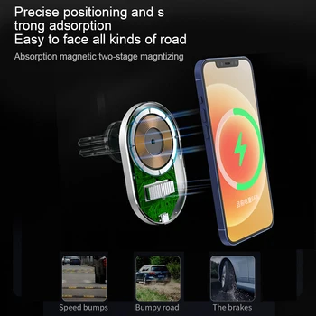 15W Magnet Traadita autolaadija iPhone 12 Pro Max Mini Magnet, Telefon Seista Omanik Air Vent Mount Bracket Kiire Laadija