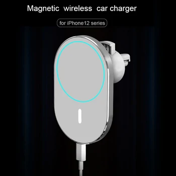 15W Magnet Traadita autolaadija iPhone 12 Pro Max Mini Magnet, Telefon Seista Omanik Air Vent Mount Bracket Kiire Laadija