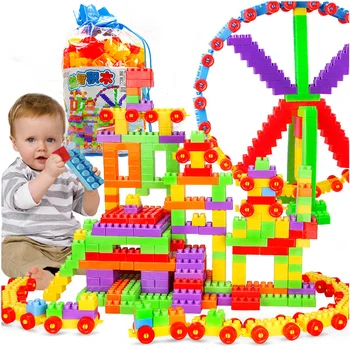 160pcs/kott Plastikust Lapsed Suured Osakesed Hoone Plokid, Tellised DIY Monteeritud Haridus Mänguasjad Mänguasi Lastele Baby Kingitused