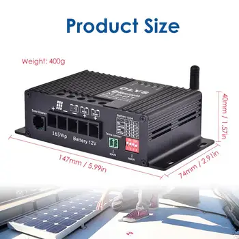 165W 12A 25A MPPT Päikese Eest vastutav Bluetooth päikesepaneel Eest Regulaator Dual Aku Laadimine