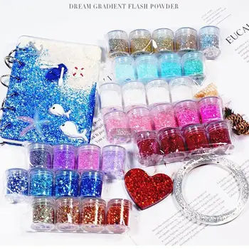 18 Pudelit Nail Art Litrid Shinning Täitmise Flash Glitter Pulber UV-Epoksü Vaik Pigment Tolmu Maniküür DIY Sõrmede Ilu Decor