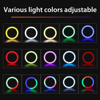 18 tolline 45cm RGB Rõngast Kerge Selfie Värviline Fotograafia Valgustus Telefoni Omanik Seista LED Rõngas Lamp Youtube ' i Video Elab
