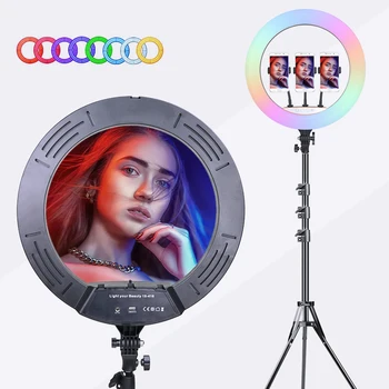 18 tolline 45cm RGB Rõngast Kerge Selfie Värviline Fotograafia Valgustus Telefoni Omanik Seista LED Rõngas Lamp Youtube ' i Video Elab