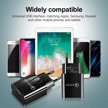 18W Mobiiltelefoni Laadija Kiire Laadimine QC 3.0 Kiire Laadimine ELI ja USA Plug Adapter, USB-Seina Laadija iPhone 7 8 XS Samsung Xiaomi
