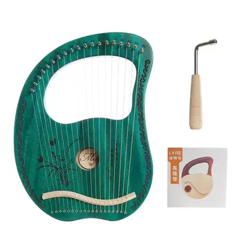19 String Lyre Mahagon Vahend Kvaliteedi Roheline Harfil koos Tuning Mutrivõti Keelpilli muusikariista, Lastele, Täiskasvanud Algajatele