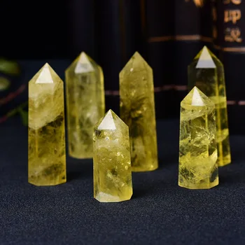 1tk Looduslik Tsitriin Crystal Punkti Tervendav Obelisk Kollane Kvarts Võlukepp Ilus Ornament Home Decor Reiki Kivi Püramiid