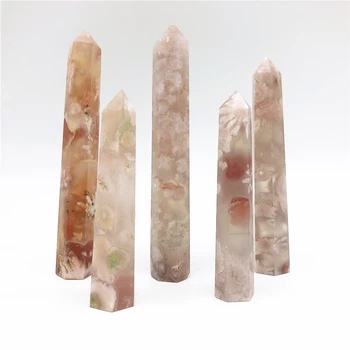 1TK Sakura Kirss Avärav Looduslik Kristall Punkti Kuusnurkne Veerus Crystal Healing Võlukepp Kodus Looduslikud Kivid ja Mineraalid