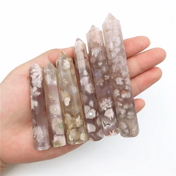 1TK Sakura Kirss Avärav Looduslik Kristall Punkti Kuusnurkne Veerus Crystal Healing Võlukepp Kodus Looduslikud Kivid ja Mineraalid