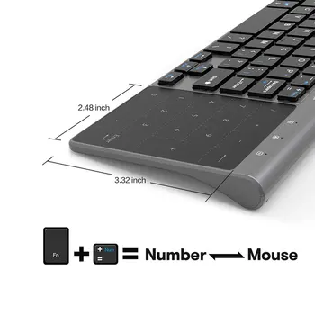 2.4 Ghz Juhtmeta Usb Mini Klaviatuuri Täidetud Nummer Touchpad Numeriek Toetsenbord Voor Android Windows Tahvelarvuti,Lauaarvuti,sülearvuti, Pc