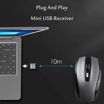 2.4 GHZ Traadita Gamer Hiir 1600DPI Optiline Silent PC Mause USB Vastuvõtja Pro Gaming Hiirte jaoks Arvuti ARVUTI Desktop Sülearvuti