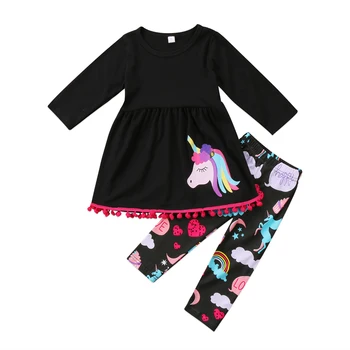 2-7T Väikesed Tüdrukud stiilne Kleit Riided Sätestatud Väikelapse Lapsed Tüdruk Cartoon Rainbow Komplekt Riideid Dress Pluus Pikad Püksid Xmas Komplekt
