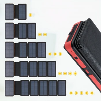 20000mAh Kaasaskantav Qi Juhtmevaba Laadija Solar Power Bank Kokkuklapitavad Kokkupandav Veekindel päikesepaneel Akulaadija Dual USB LED Power Bank
