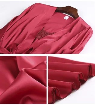 2018 aasta Sügisel Satiin Pidžaama Komplekt Naistele Elegantne 5TK Sleepwear Brändi Naiste Seksikas Pesu Pits Top Siidist Pidžaama Komplekt pyjama femme