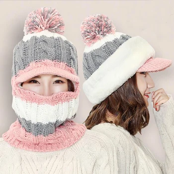 2018 Uus Talv naiste Skullies Villast, v.a Silmkoelised Balaclava ühise Põllumajanduspoliitika Ninja Mask Soojus -, Plüüš-Tasku Müts Snow Cap tüdrukute Soe müts