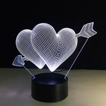 2018 uus värviline multi-värvi valguse muutustega südame 3D led night light USB lamp sõbrapäeva loomingulised kingitused