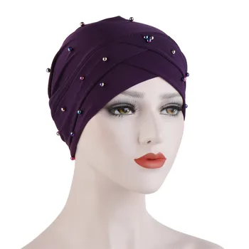 2019 Fashion Muslim Headscarf Mütsid Tahke Helmed Sisemine Hijab Kapoti Käsitöö Voodipesu Risti Turban Mütsid Islam Araabia Wrap Peas Müts