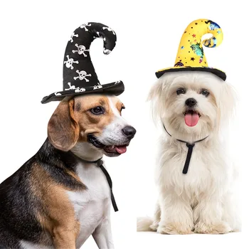 2019 Unikaalne Halloween Witch Müts Koera Kollane Koer Halloween Kübarad Ja Mütsid Must Kolju Luu Koer Jõulud Müts Pet Toode