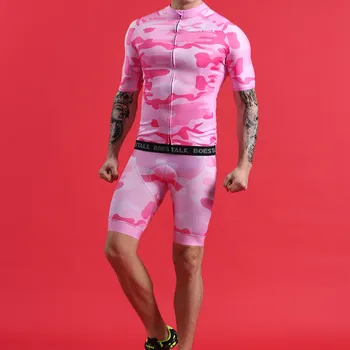 2019 uued meeste lühikesed varrukad roosa cycling set BOESTALK jalgratta jersey+lühikesed püksid, rinnatüki pro team triatloni sobivad jalgratta spordi keha ciclismo