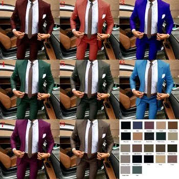 2019 Viimane mantel, püksid kujunduse Pruun meeste ülikond Slim fit elegantne tuxedos Pulm äri pool kleit Suvine jope+püksid terno