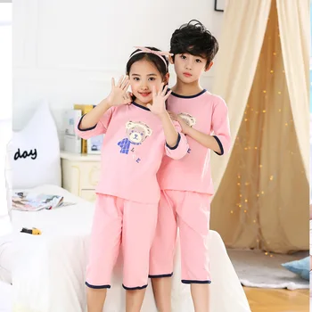 2020. aasta Kevad-Suvel Laste Pidžaama Homewear Komplekt Beebi Poole varrukaga, kanna Sleepwear Poisid Tüdrukud Nightwear Pidžaamad Lastele Puuvill 3-16Y teen