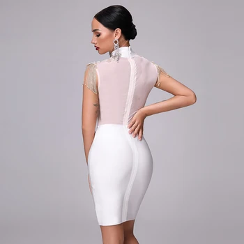 2020. aasta Sügisel Uus Naiste Sidemega Erisoodustuse Kleit Vestido Seksikas Valge Teemant Pitsilisest O-Kaeluse Bodycon Kleit Klubi Partei Jõulud Kleit