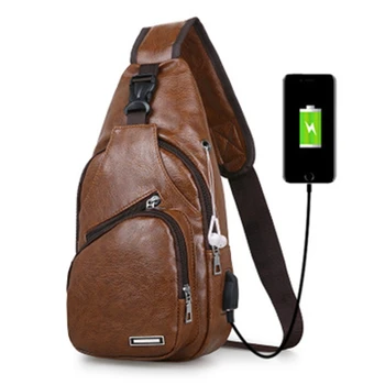 2020. aasta uus multifunktsionaalne kõrvaklappide auk laadimine USB rinnus kott väljas reisi pu messenger bag Rinnus kott