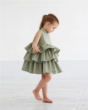 2020. aasta Uus Suvine Tüdrukute Kleidid Armas Punane Must Roheline Pall Kleit Poiss Tüdruk Lepinguosalise Kleit Varrukateta Kook Ruffle Tutu Mull Kleit 2-6T