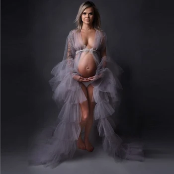 2020. aasta Uus Vaadake Läbi Võre Rasedus Kleit Photoshoot või Babyshower Õhuke Rüü Tülli Pikk Tanssiaiset Kleit Pluss Suurus TÕELINE FOTOD